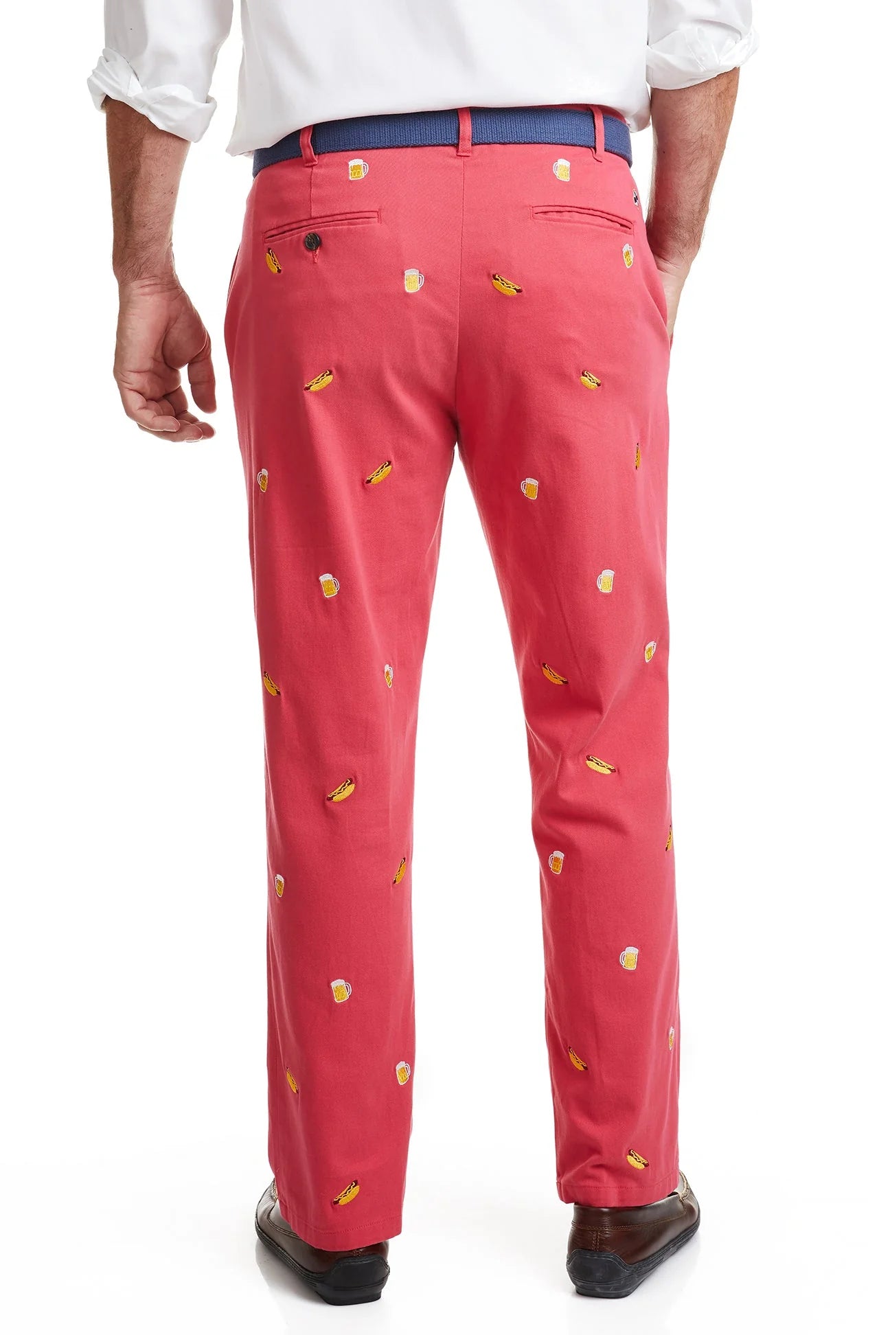 Embroidered Harbor Pant Beer Hot Dog in Hurricane Red