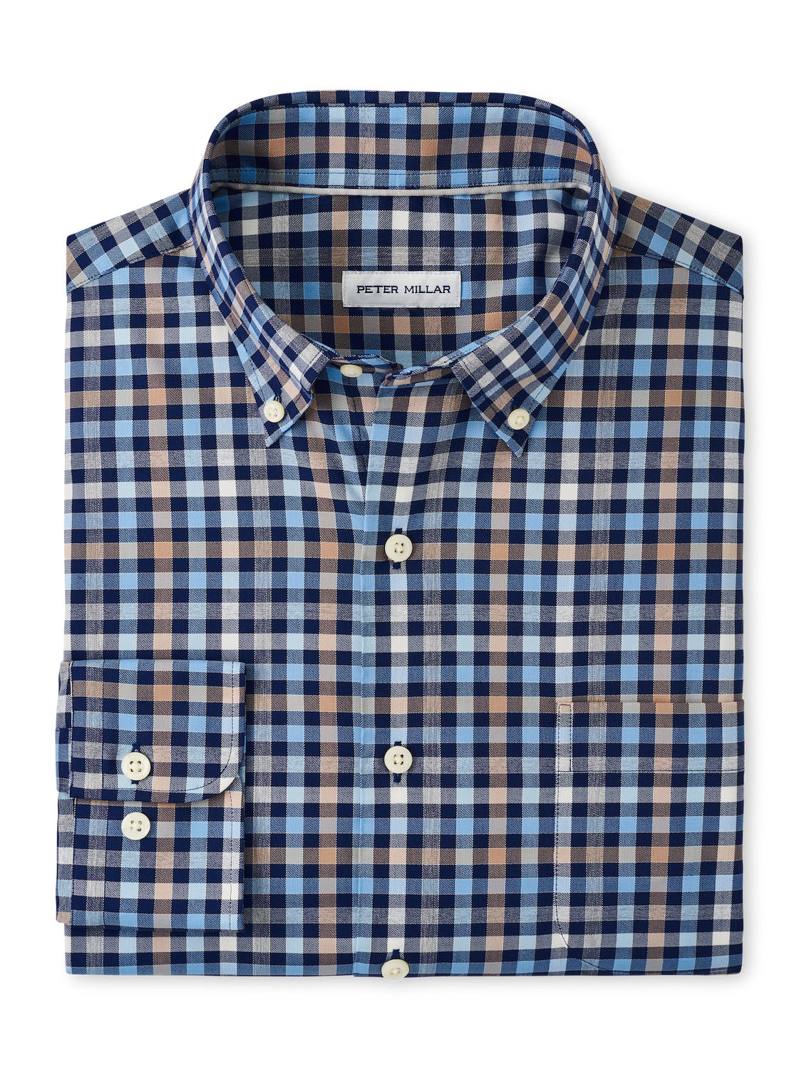 Chambly Plaid Stretch Cotton Shirt in Navy