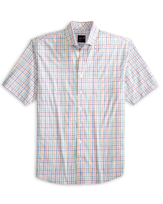 Johnnie-O Kyler Plaid Short Sleeve Shirt in Maliblu