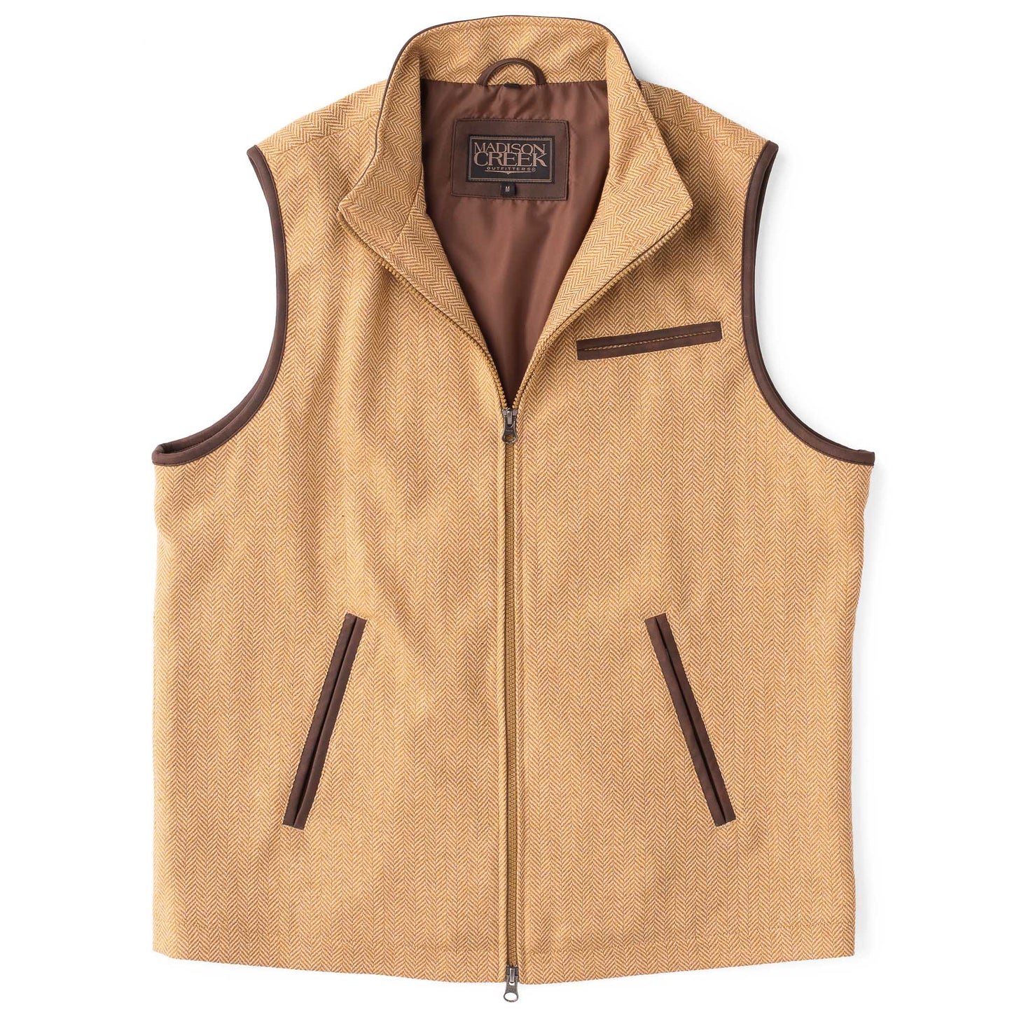 Mckinney Wool Blend Vest in Wheat Herringbone