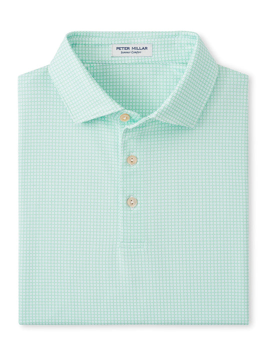 Peter Millar Orbit Performance Jersey Polo in White Pear Tart