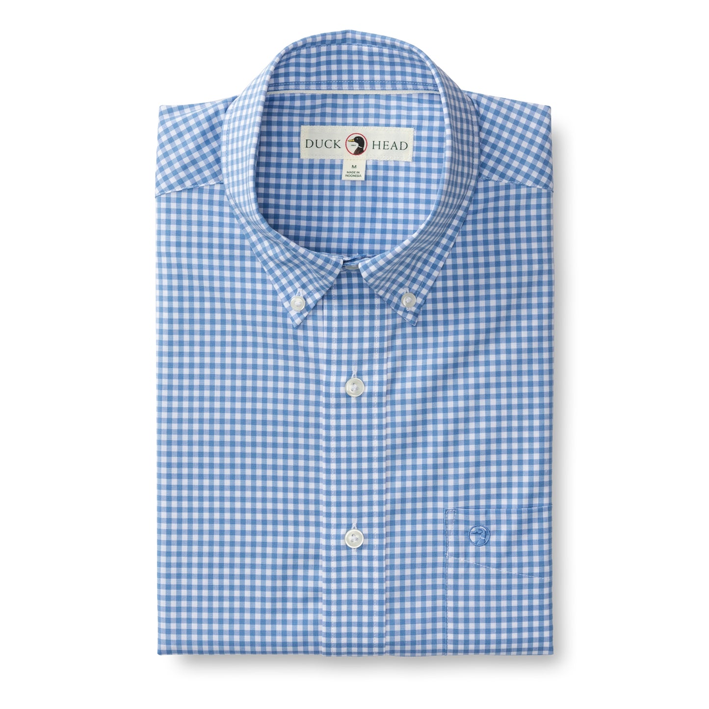 Duck Head Walton Gingham Performance Poplin Shirt in Lake Blue