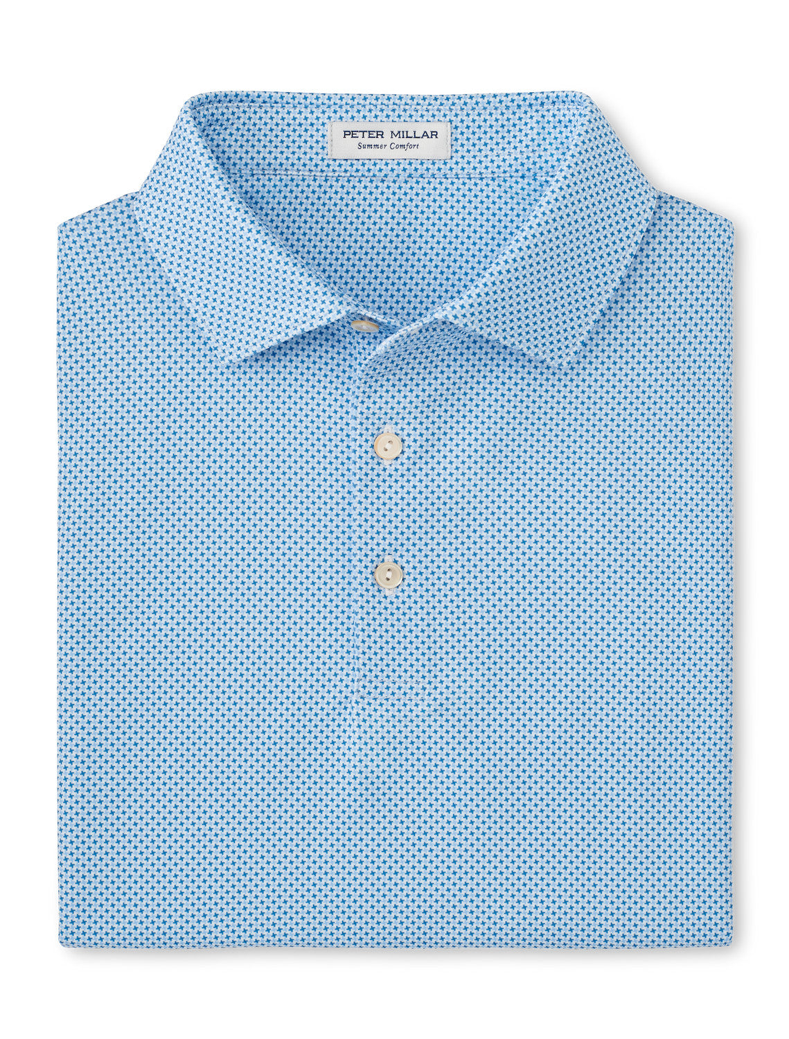 Peter Millar Phoenix Performance Jersey Polo in White and Sailor Blue