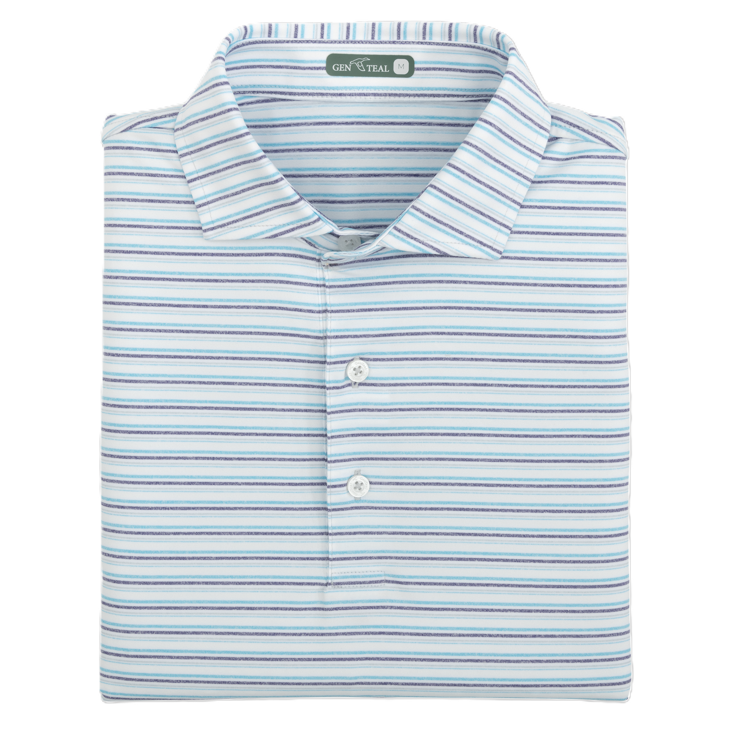 Gen Teal Ponderosa Stripe Performance Polo in Pioneer