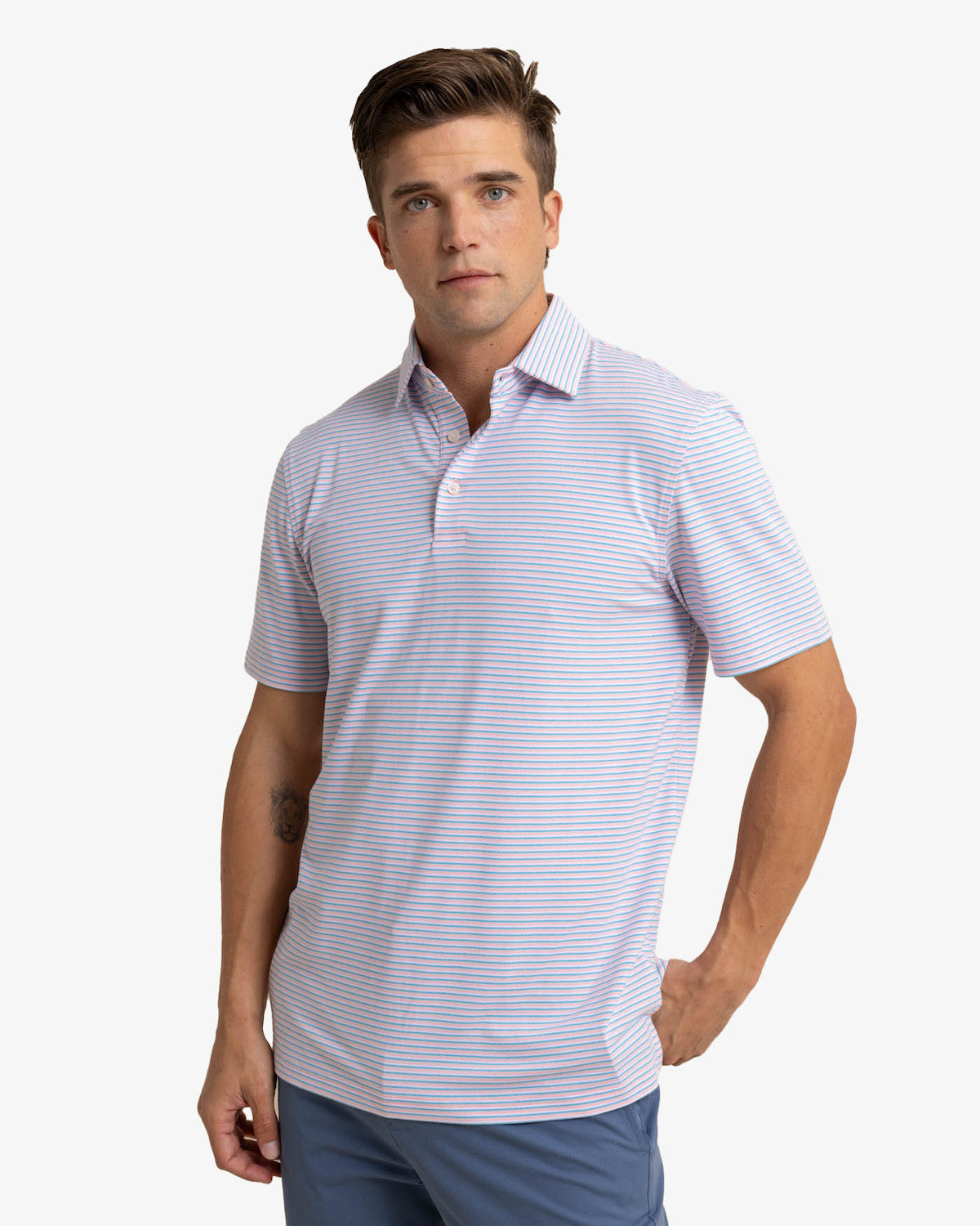 Ryder Halls Heather Performance Polo in Palmer Pink