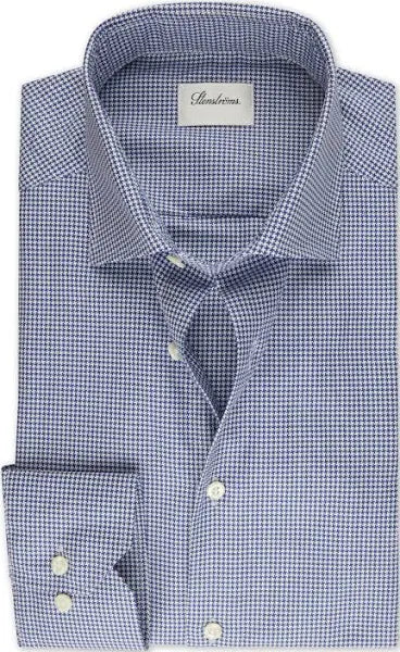 Fitted Houndstooth Oxford Dress Shirt in Navy