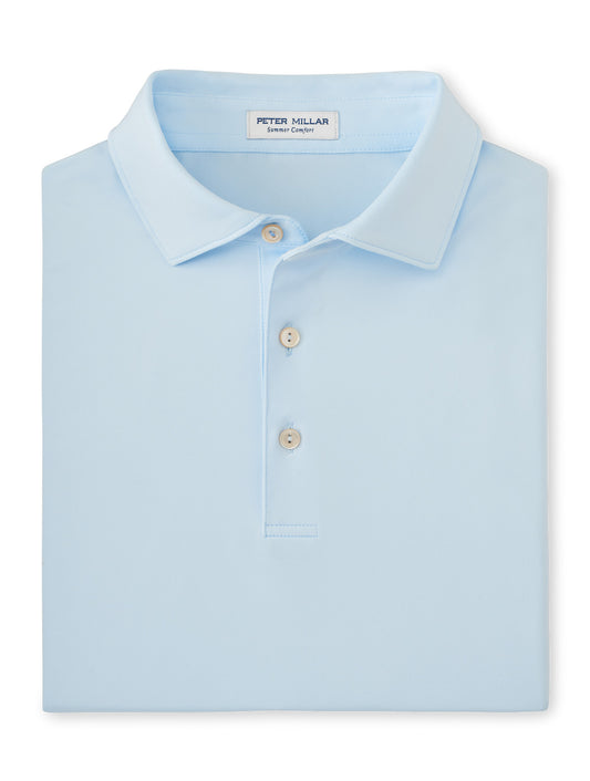 Peter Millar Solid Performance Jersey Polo in Pale Blue