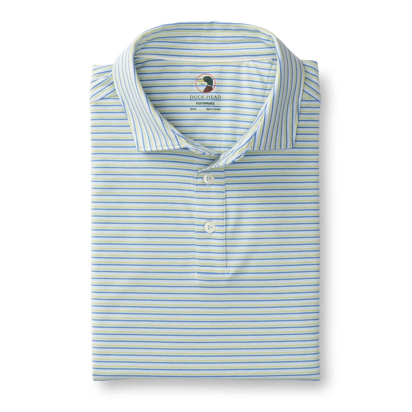 Duck Head Summerford Wharf Stripe Performance Polo in Pear Green