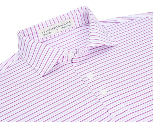 Holderness  & Bourne Turnbull Stripe Performance Polo in Fusion