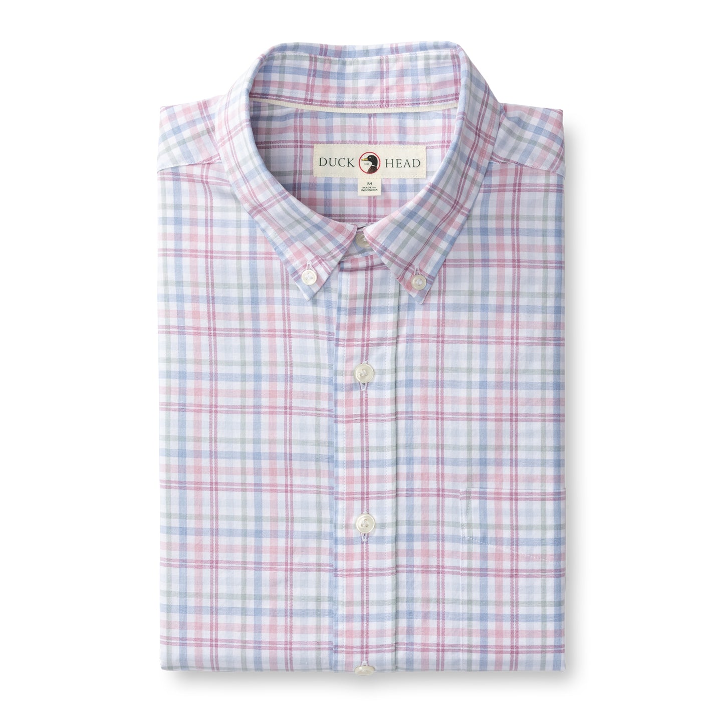 Duck Head Winston Plaid Cottton Twill Button Down Shirt in Violet Quartz