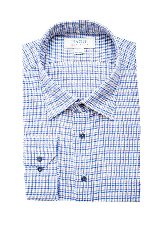 Twill Mini-Houndstooth Shirt in Navy