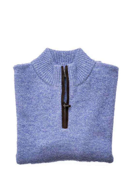 Boucle Qtr Zip Sweater in Lilac