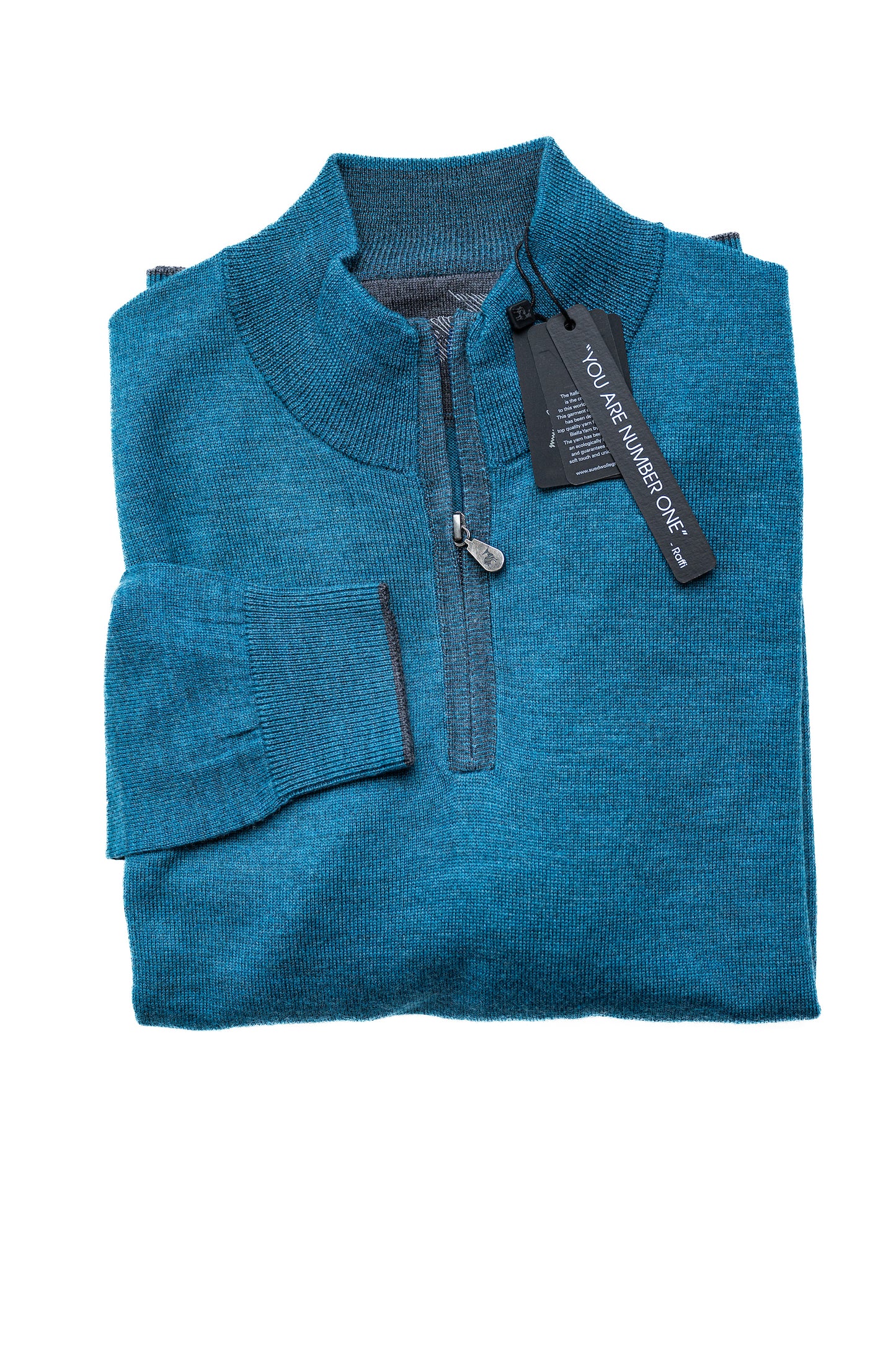 Merino Classic Qtr Zip Mock in Teal