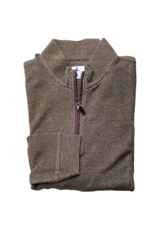 Matteo Pattani Qtr Zip Sweater in Coffee