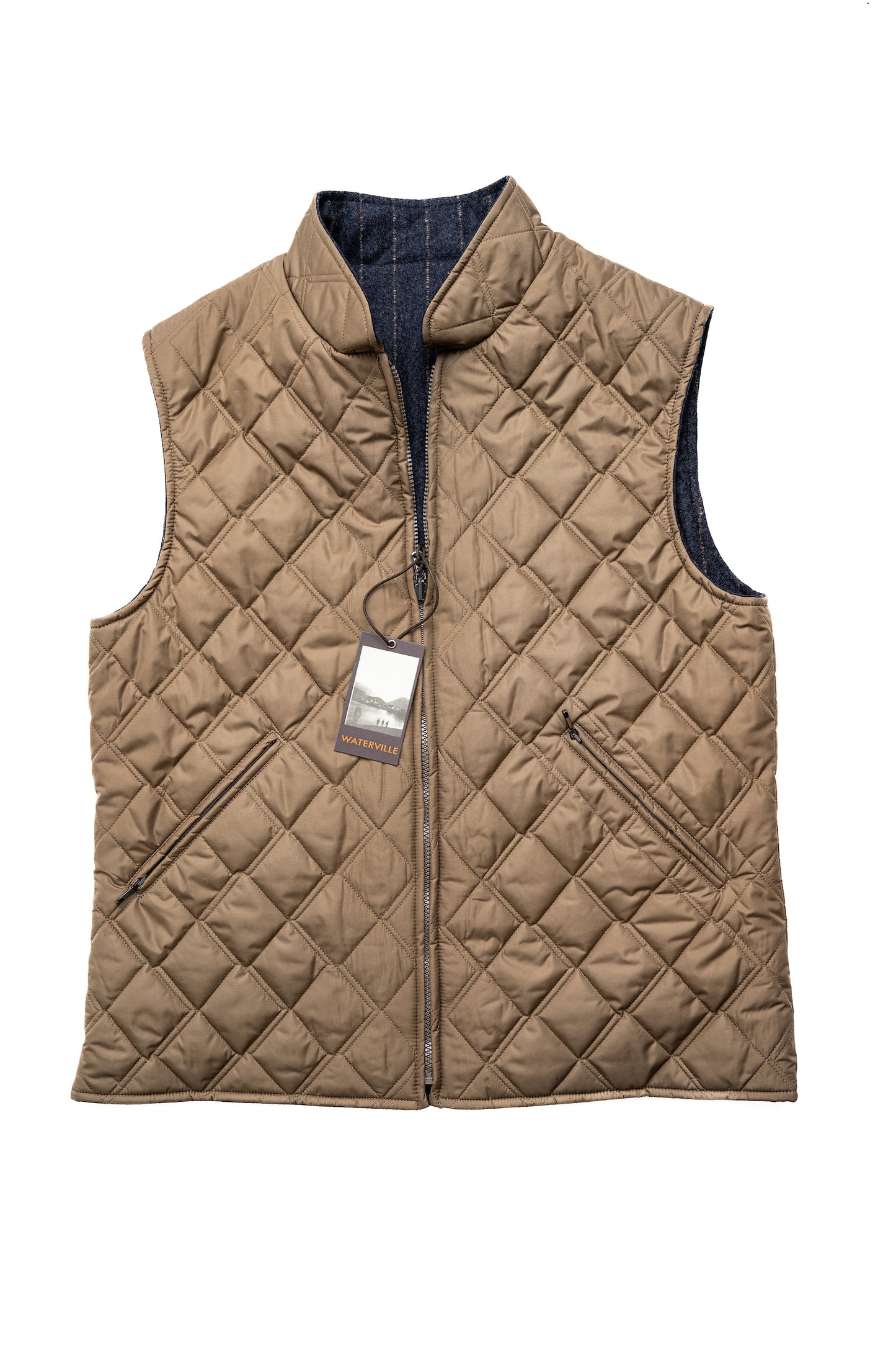 Kooper Windowpane Reversible Vest in Brown Black