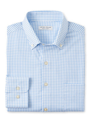 Hanford Performance Check Button Down Shirt in Cottage Blue